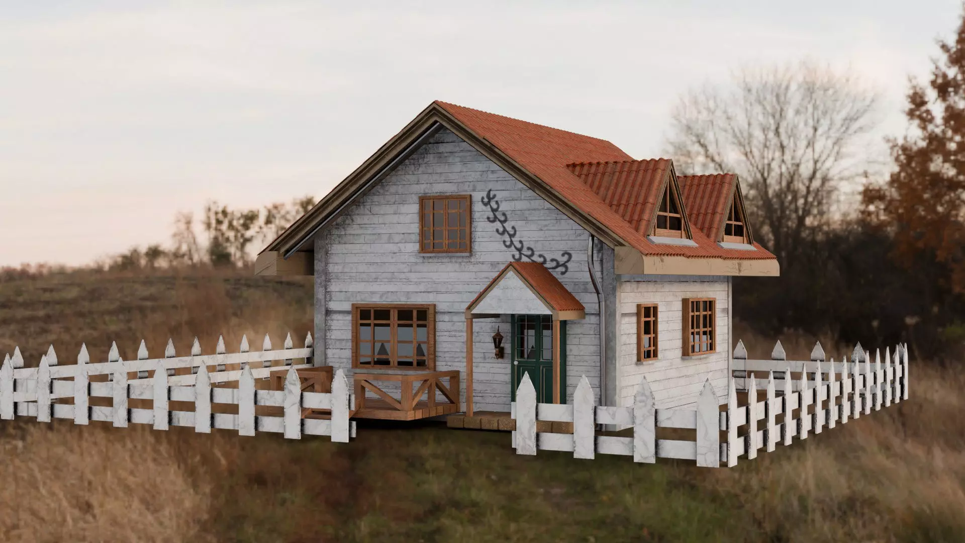 Wooden Cottage Garden House PBR Textured 3D Model Free low-poly 3D model_7