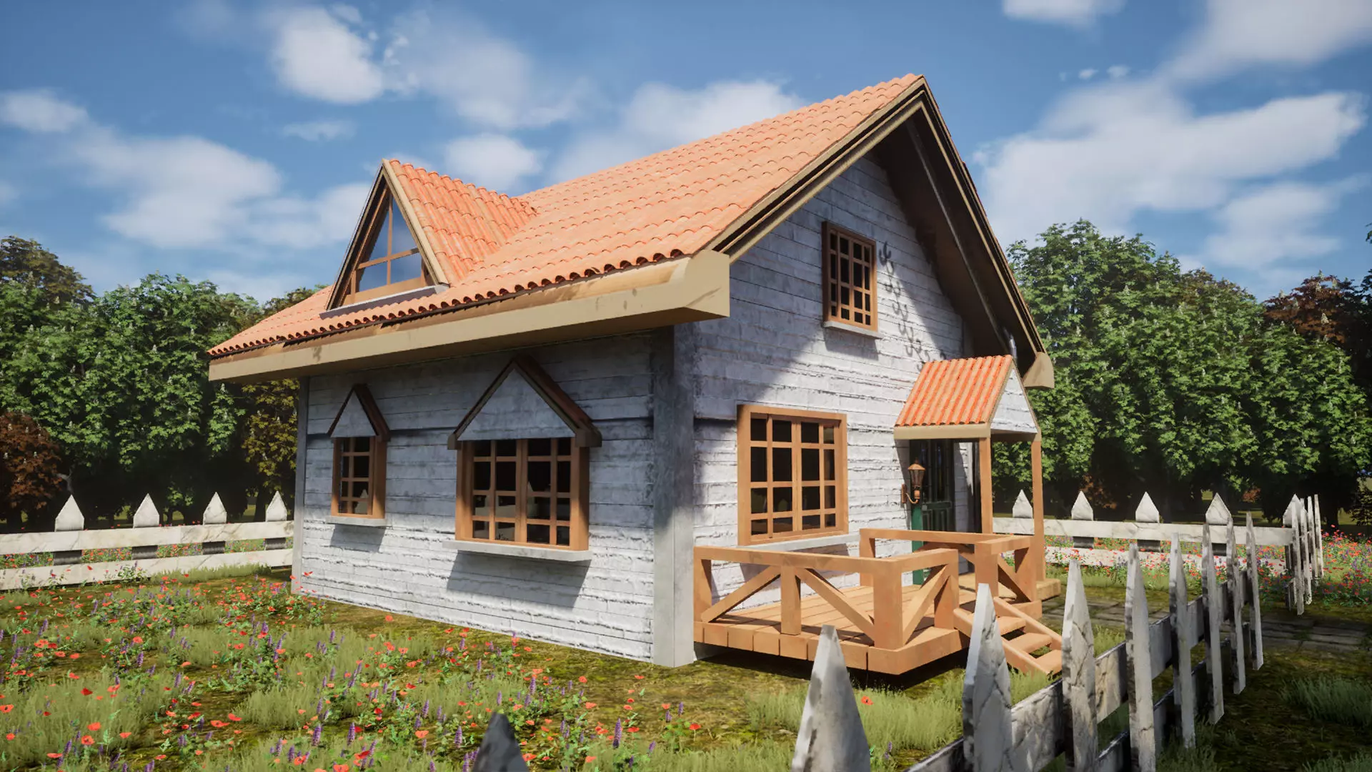 Wooden Cottage Garden House PBR Textured 3D Model Free low-poly 3D model_19