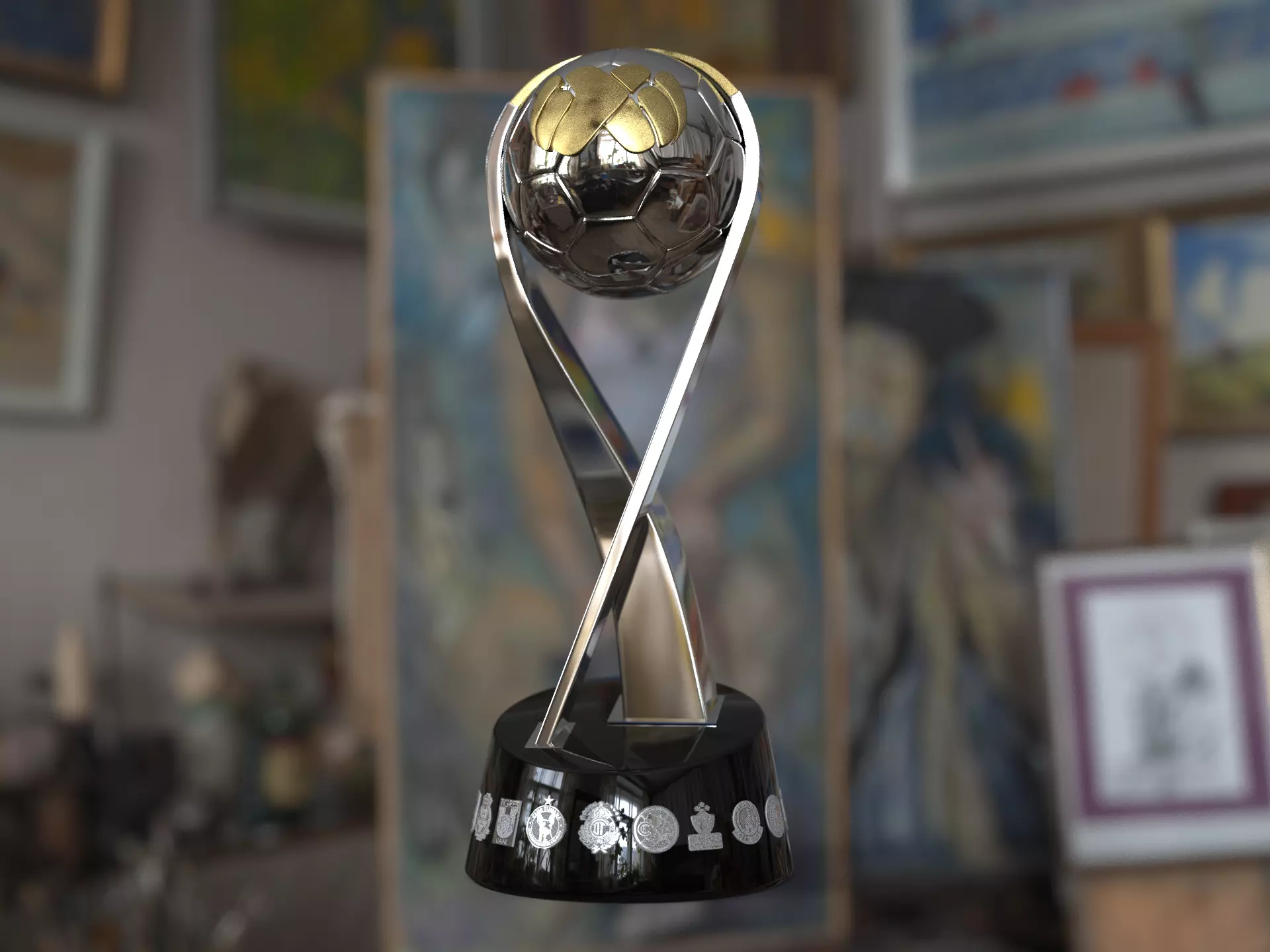 Campeon de Campeones mexican football trophy award 3D model_11