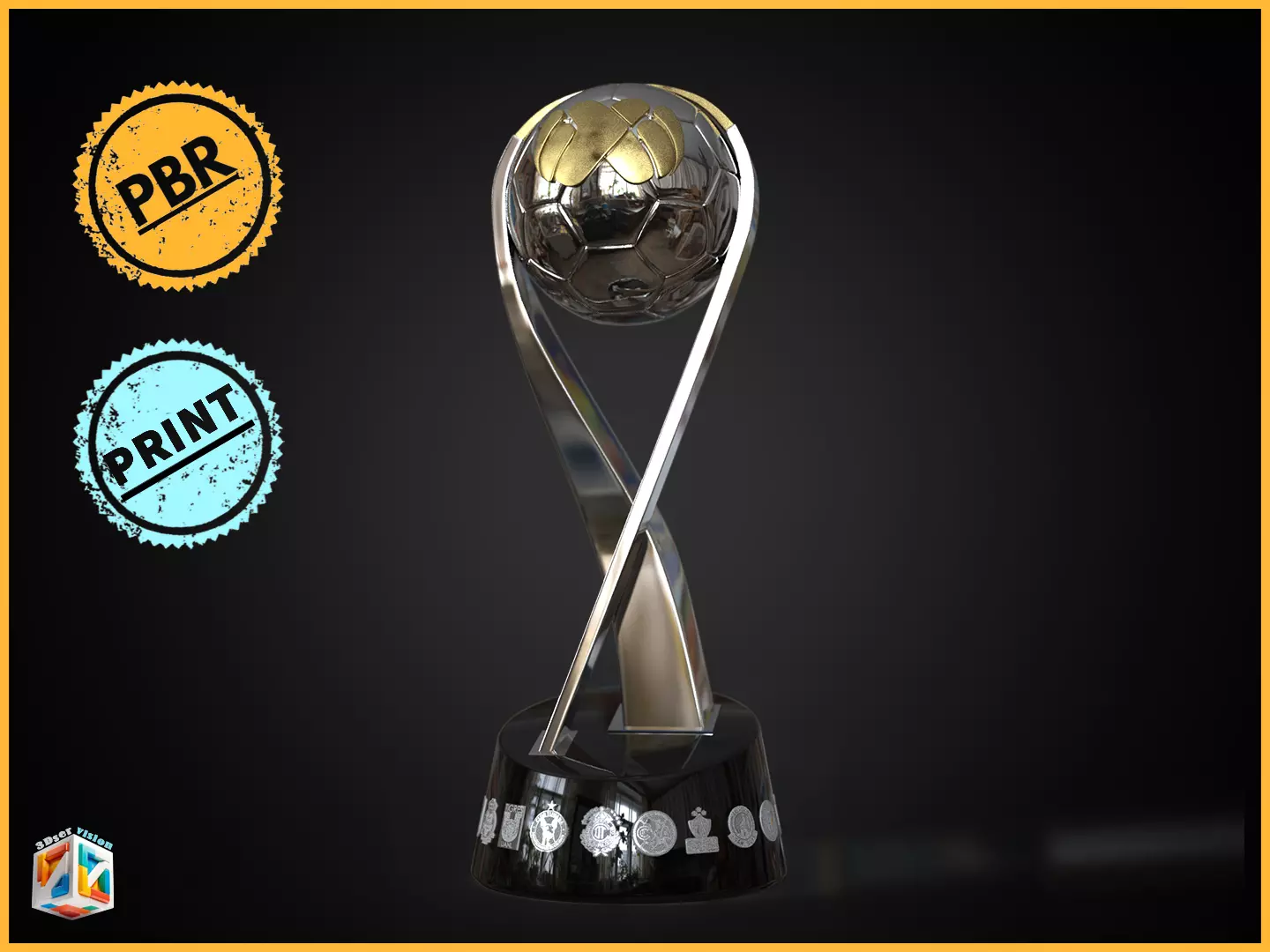 Campeon de Campeones mexican football trophy award 3D model_20