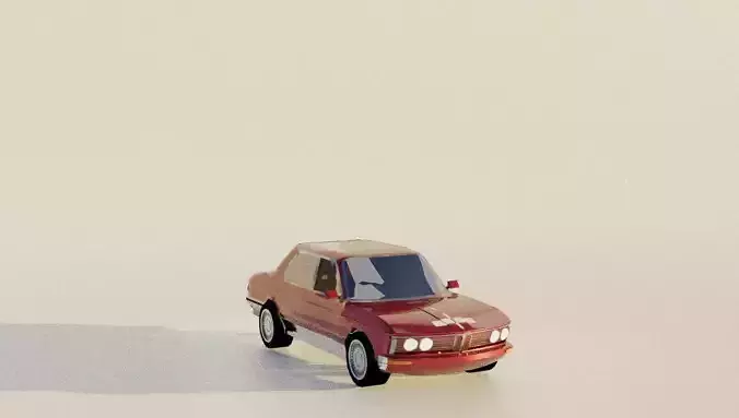 3D Model of Classic 1970s Four-Door Sedan
