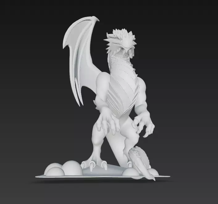 Golden Winged Dragon - Stylized Fantasy Creature 3D print model_15