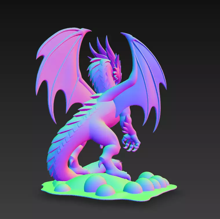 Golden Winged Dragon - Stylized Fantasy Creature 3D print model_10