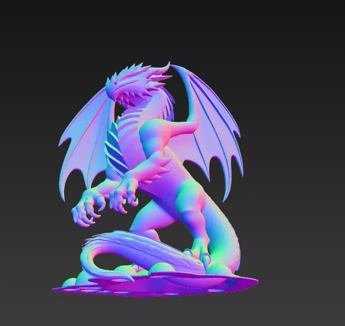 Golden Winged Dragon - Stylized Fantasy Creature 3D print model_9