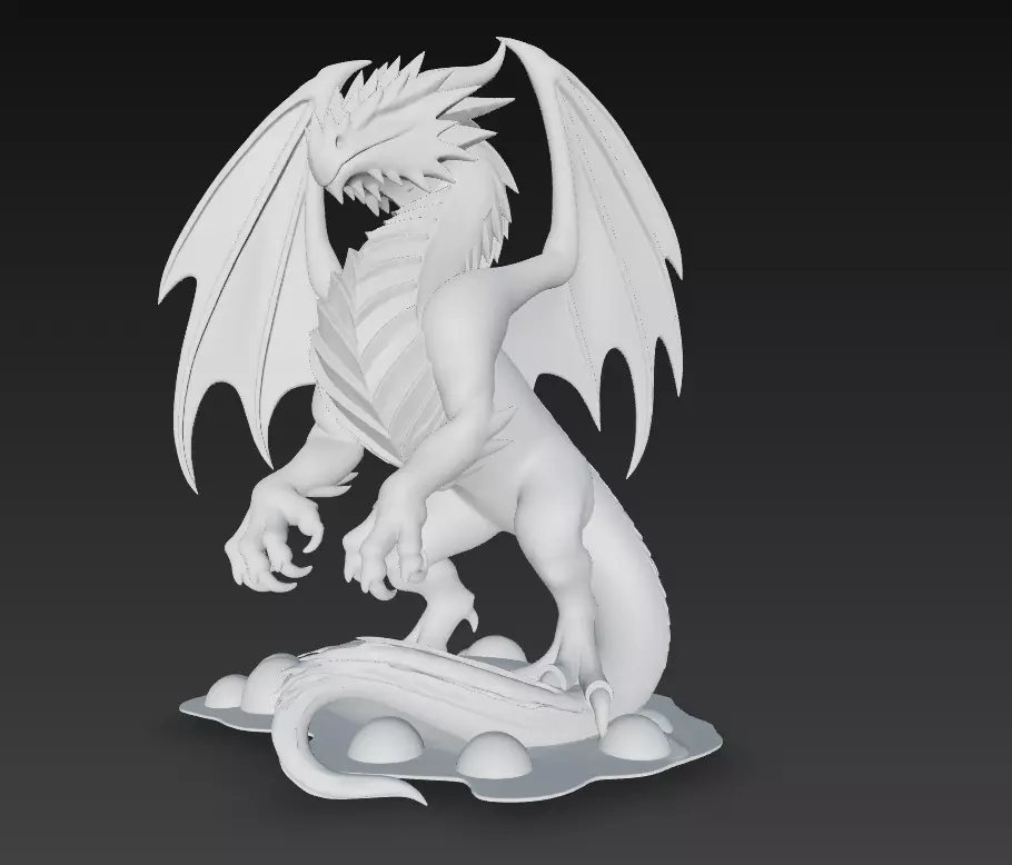 Golden Winged Dragon - Stylized Fantasy Creature 3D print model_12