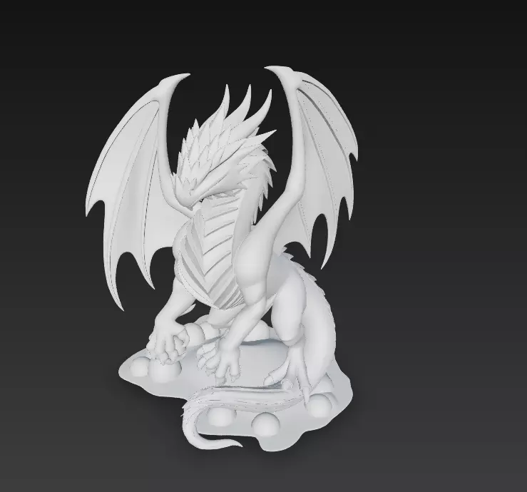 Golden Winged Dragon - Stylized Fantasy Creature 3D print model_11