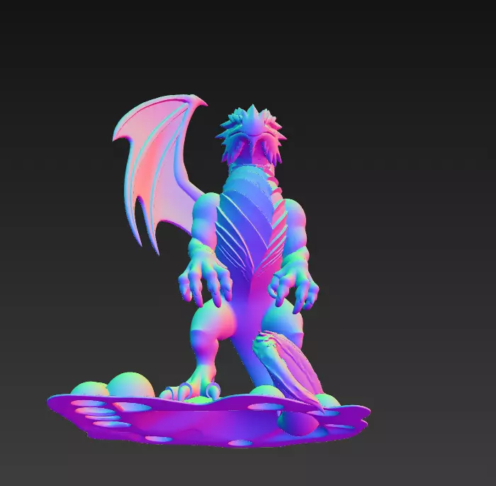 Golden Winged Dragon - Stylized Fantasy Creature 3D print model_8