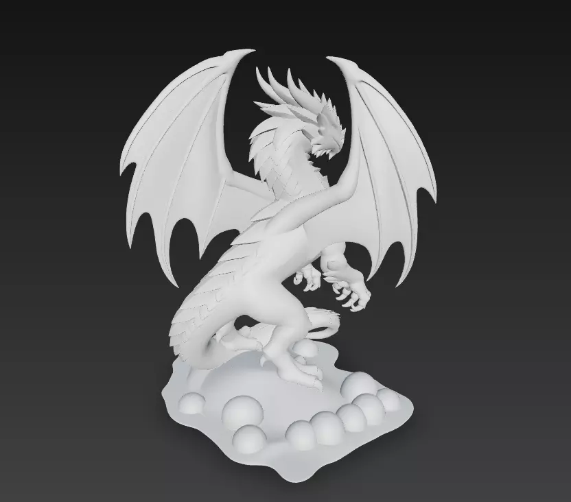 Golden Winged Dragon - Stylized Fantasy Creature 3D print model_16