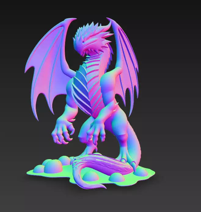 Golden Winged Dragon - Stylized Fantasy Creature 3D print model_7