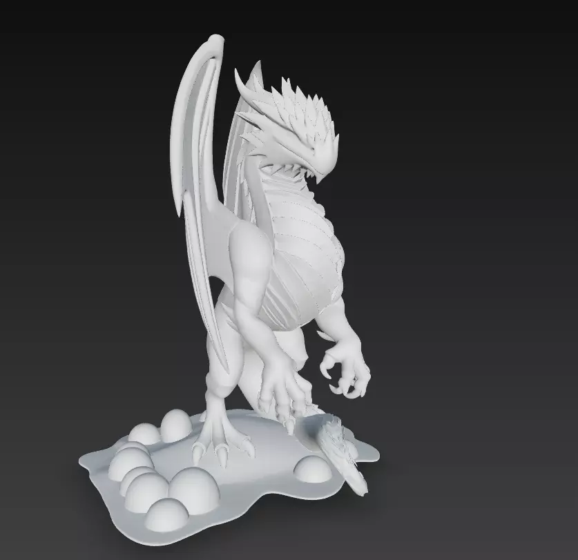 Golden Winged Dragon - Stylized Fantasy Creature 3D print model_13