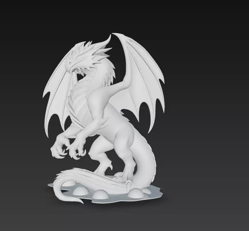 Golden Winged Dragon - Stylized Fantasy Creature 3D print model_14