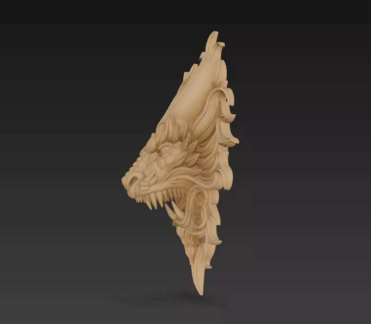 Dragon Head Sculpture - Stylized Mythical Wall Art 3D print model_1