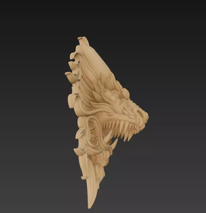 Dragon Head Sculpture - Stylized Mythical Wall Art 3D print model_4