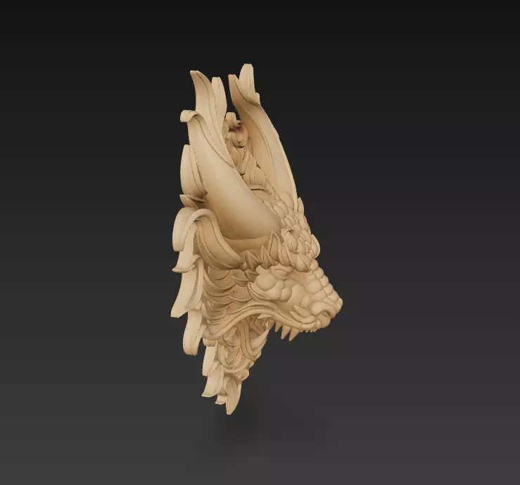 Dragon Head Sculpture - Stylized Mythical Wall Art 3D print model_3