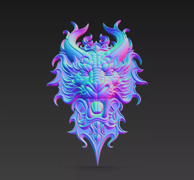 Dragon Head Sculpture - Stylized Mythical Wall Art 3D print model_6