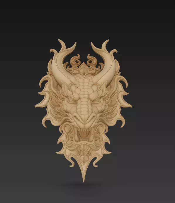 Dragon Head Sculpture - Stylized Mythical Wall Art 3D print model_0