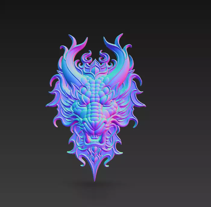 Dragon Head Sculpture - Stylized Mythical Wall Art 3D print model_7