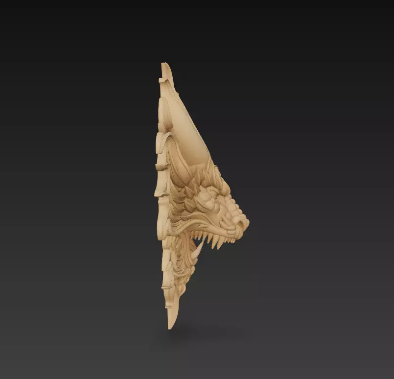 Dragon Head Sculpture - Stylized Mythical Wall Art 3D print model_2