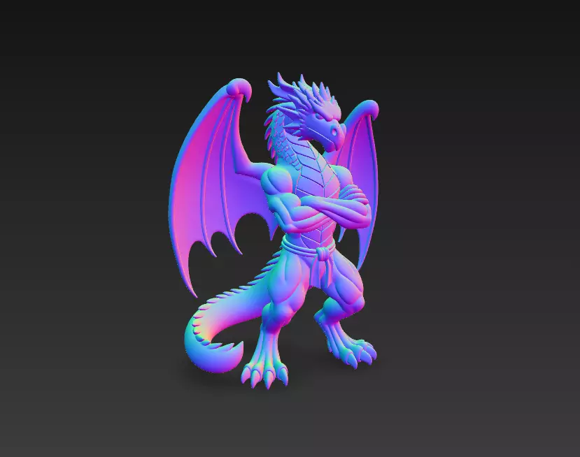 Fantasy Dragon Warrior Statue - Detailed Winged Creature 3D print model_7