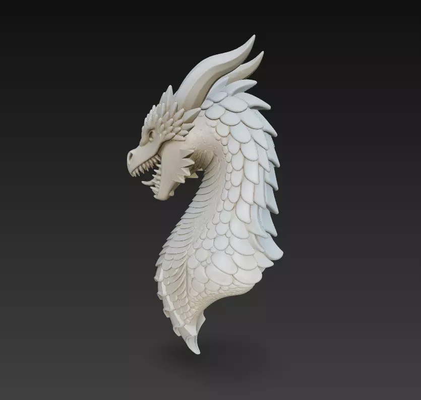 Dragon Head - Stylized 3D Sculpture 3D print model_7