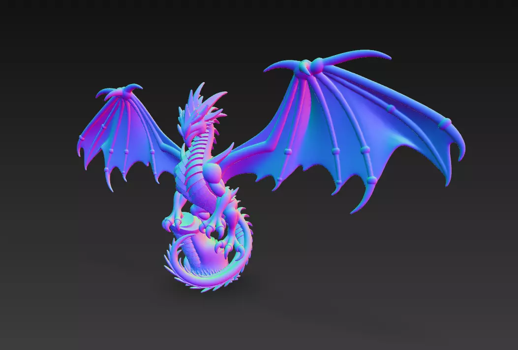 Dragon Sculpture - Stylized Fantasy Winged Creature 3D print model_9