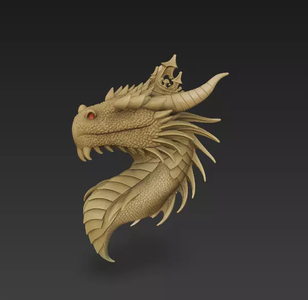 Dragon Head Sculpture - Stylized Fantasy Creature 3D print model_1