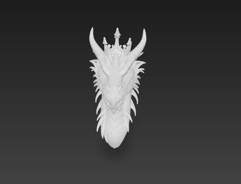 Dragon Head Sculpture - Stylized Fantasy Creature 3D print model_6