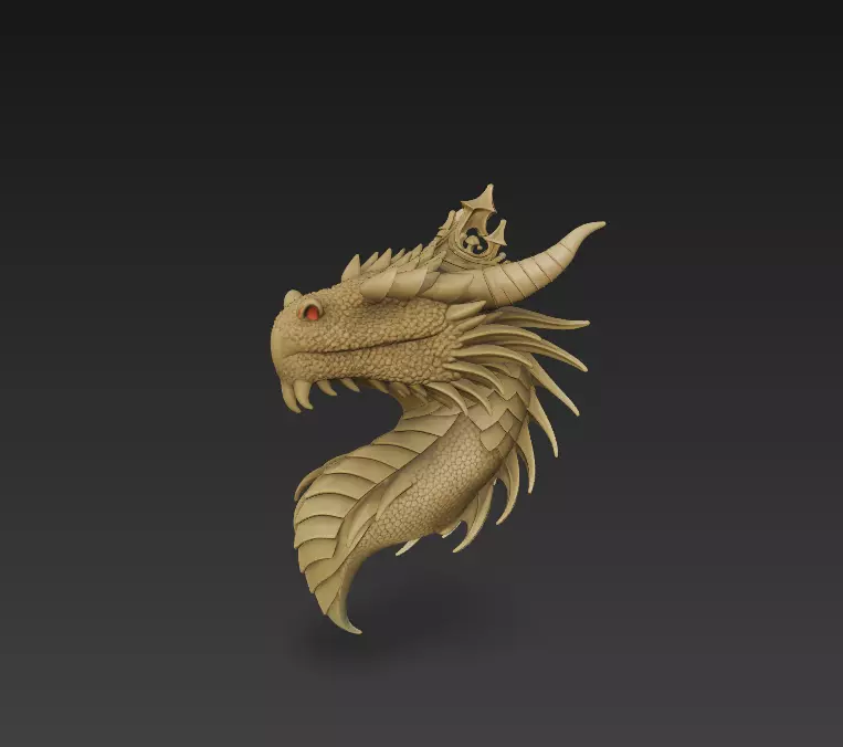 Dragon Head Sculpture - Stylized Fantasy Creature 3D print model_0