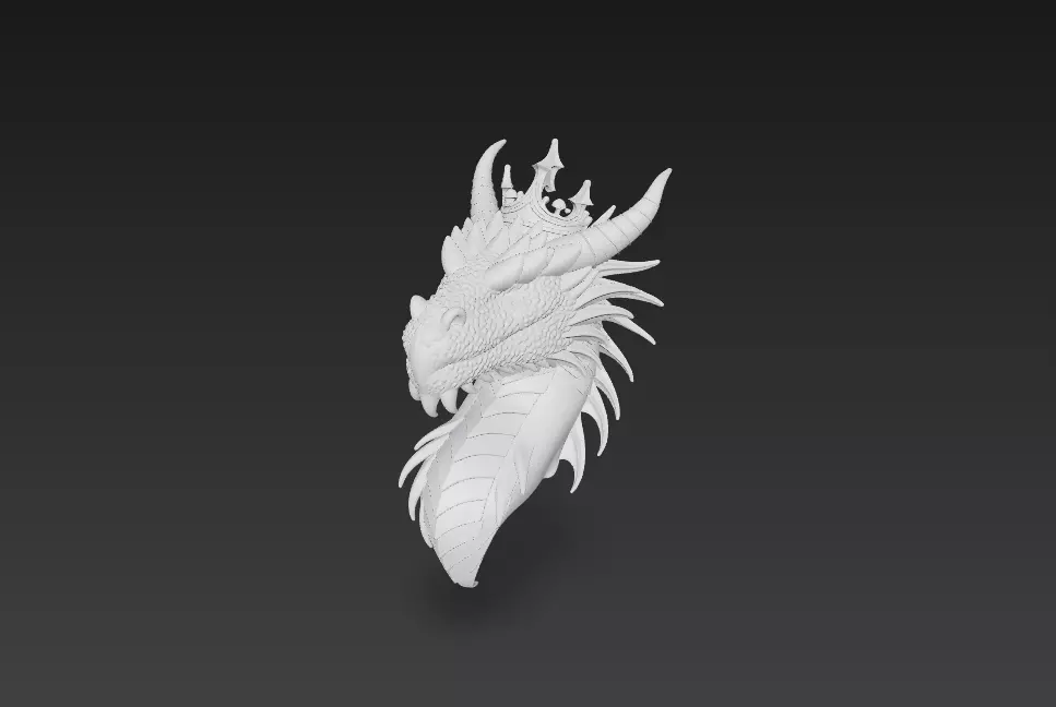 Dragon Head Sculpture - Stylized Fantasy Creature 3D print model_5