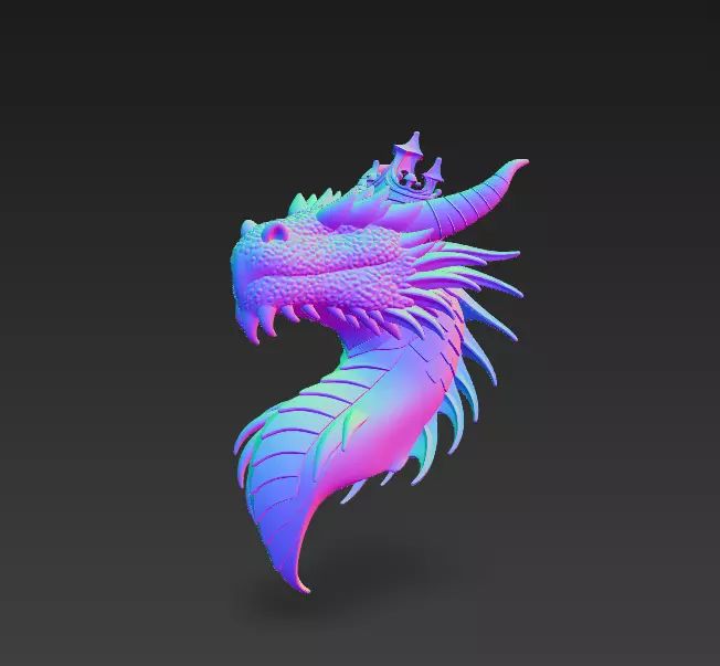 Dragon Head Sculpture - Stylized Fantasy Creature 3D print model_7