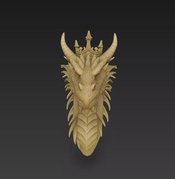 Dragon Head Sculpture - Stylized Fantasy Creature 3D print model_8