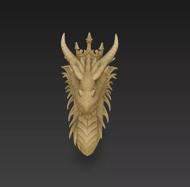 Dragon Head Sculpture - Stylized Fantasy Creature 3D print model_2