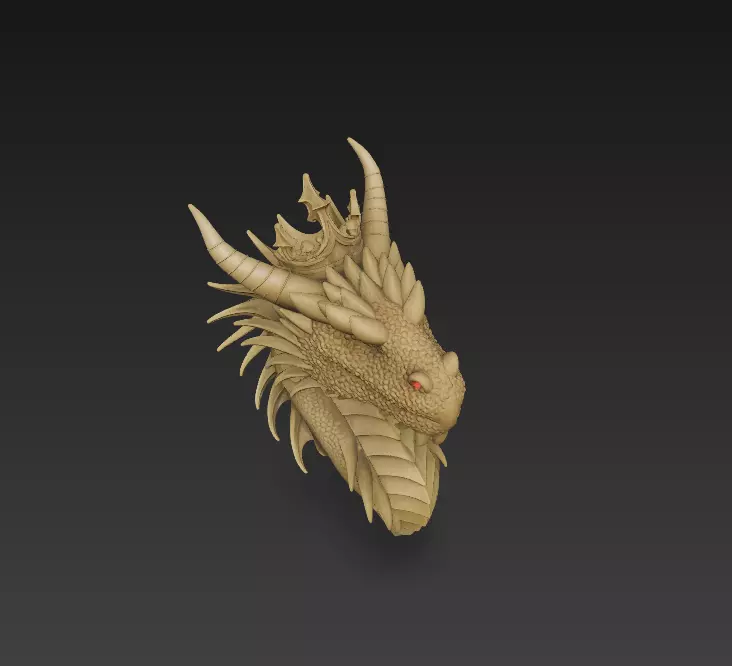 Dragon Head Sculpture - Stylized Fantasy Creature 3D print model_4