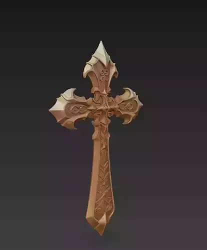 Ornamental Cross - Decorative 3D Sculpture and CGI 3D print model