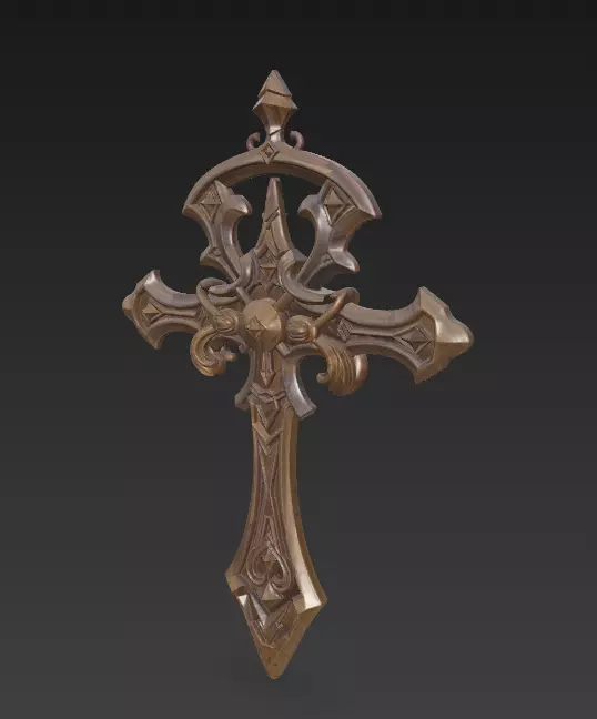 Ornamental Gothic Cross - Stylized Religious Sculpture 3D print model