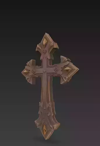 Gothic Ornamental Cross - Stylized Religious Sculpture 3D print model