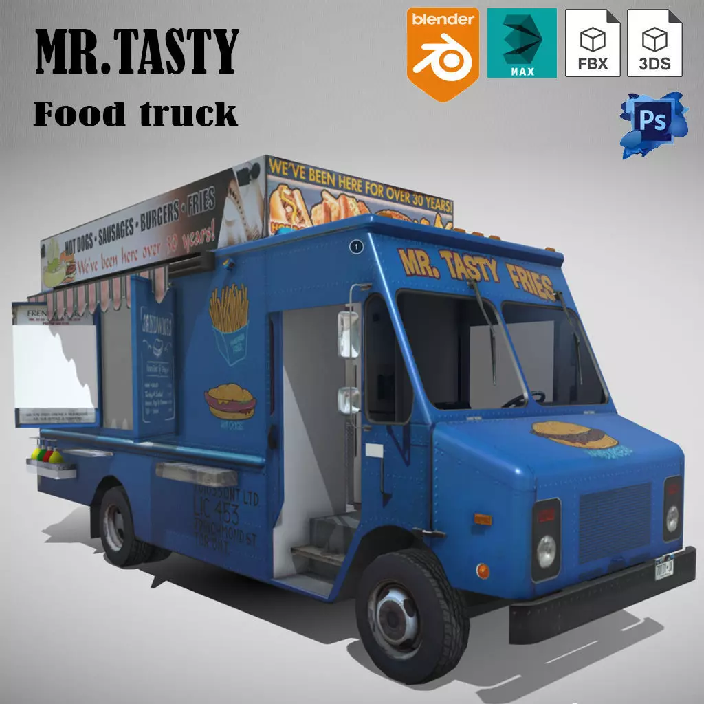 Morgan Olson Food Truck Mr Tasty  livery Low-poly 3D model_0