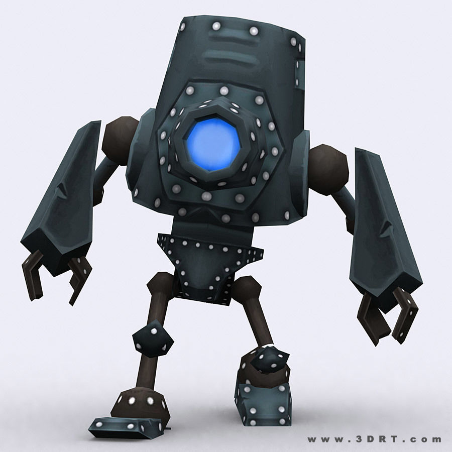 3DRT-Chibii-robot-05 robot with eyes Low-poly 3D model_1