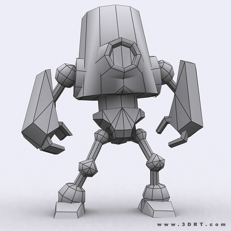 3DRT-Chibii-robot-05 robot with eyes Low-poly 3D model_8