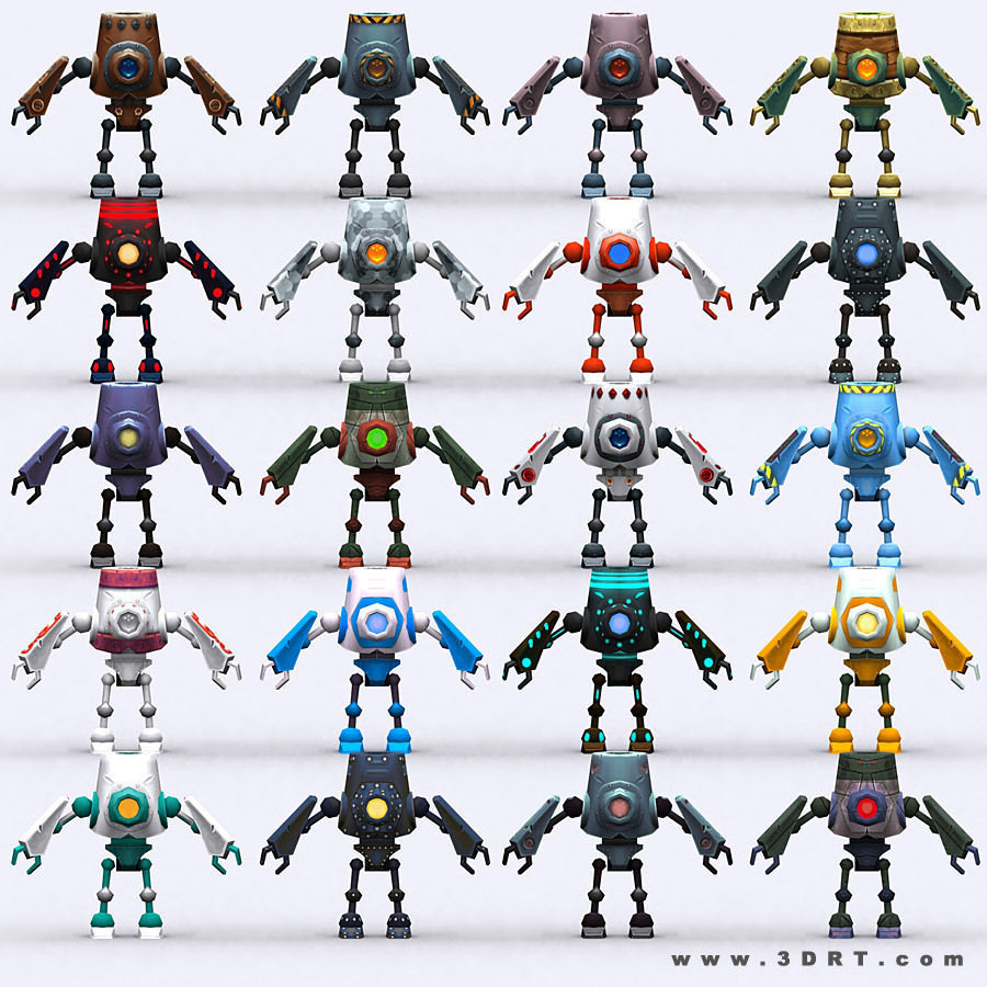 3DRT-Chibii-robot-05 robot with eyes Low-poly 3D model_4