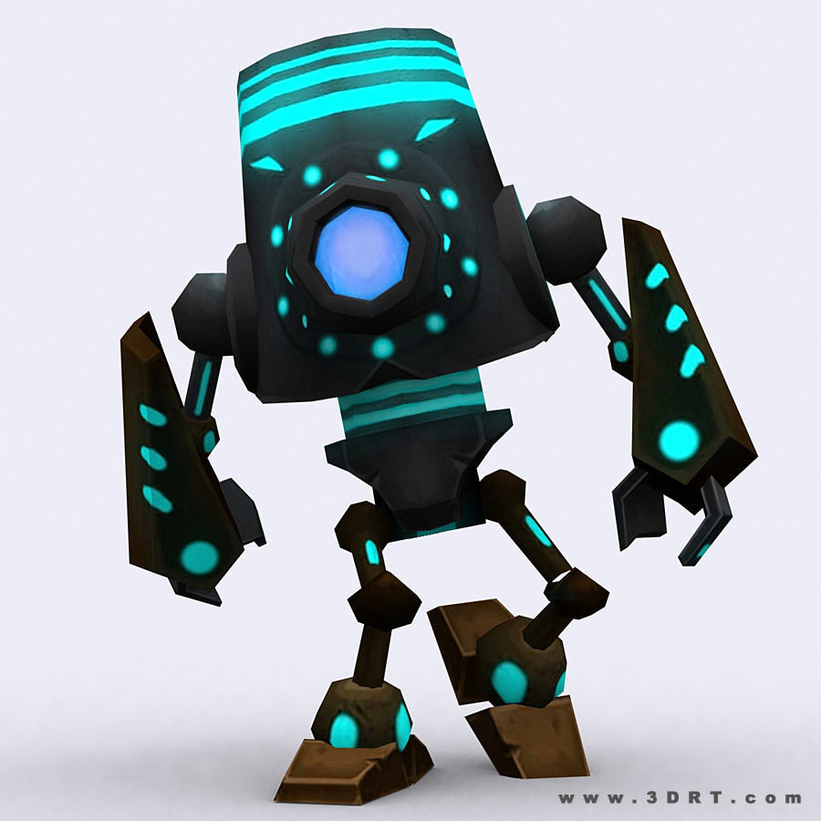 3DRT-Chibii-robot-05 robot with eyes Low-poly 3D model_2