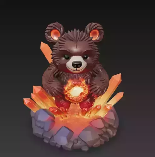 Crystal Bear - Fantasy Animal Sculptures for CGI 3D Print