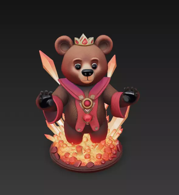 Crystal Bear King - Fantasy Sculpture and CGI 3D Model 3D print model