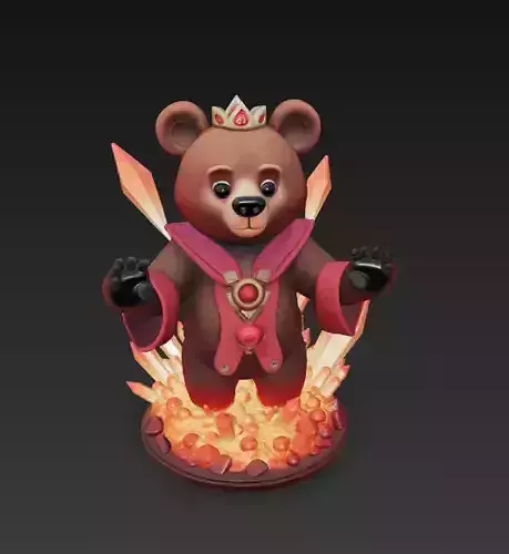 Crystal Bear King - Fantasy Sculpture and CGI 3D Model