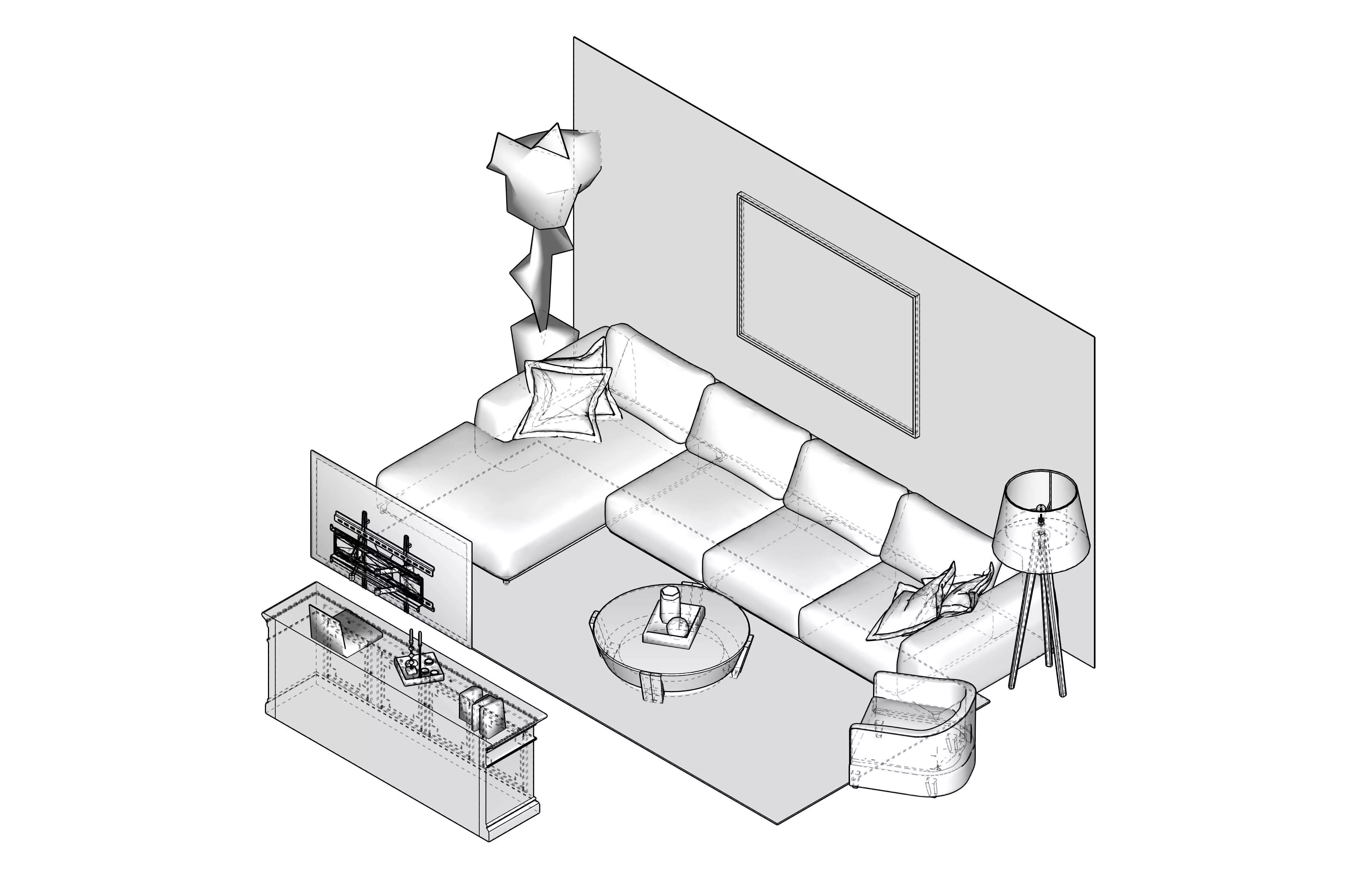 STUDIO Q - NYC APARTMENT LIVING ROOM SET 3D model_10