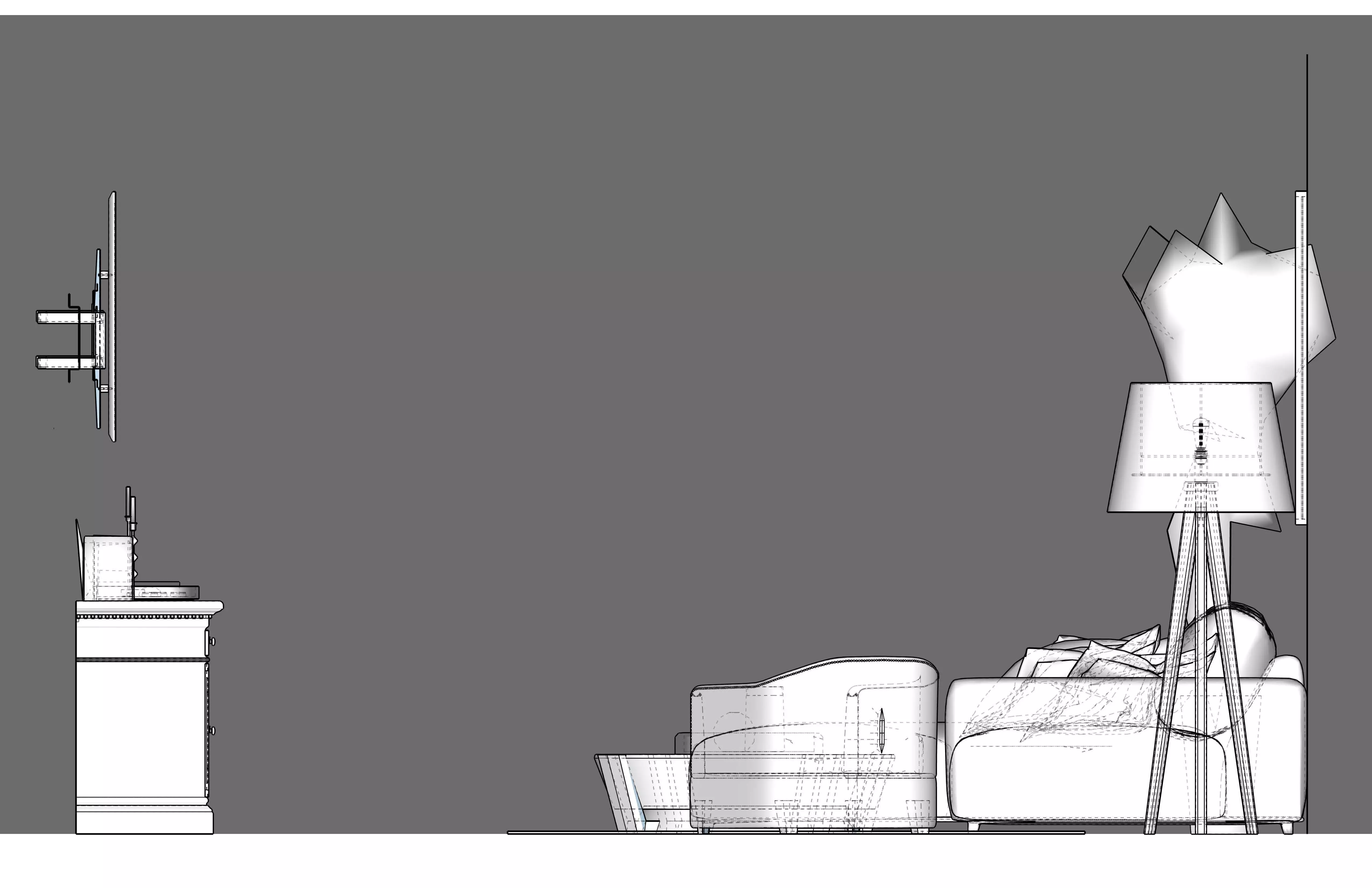 STUDIO Q - NYC APARTMENT LIVING ROOM SET 3D model_11