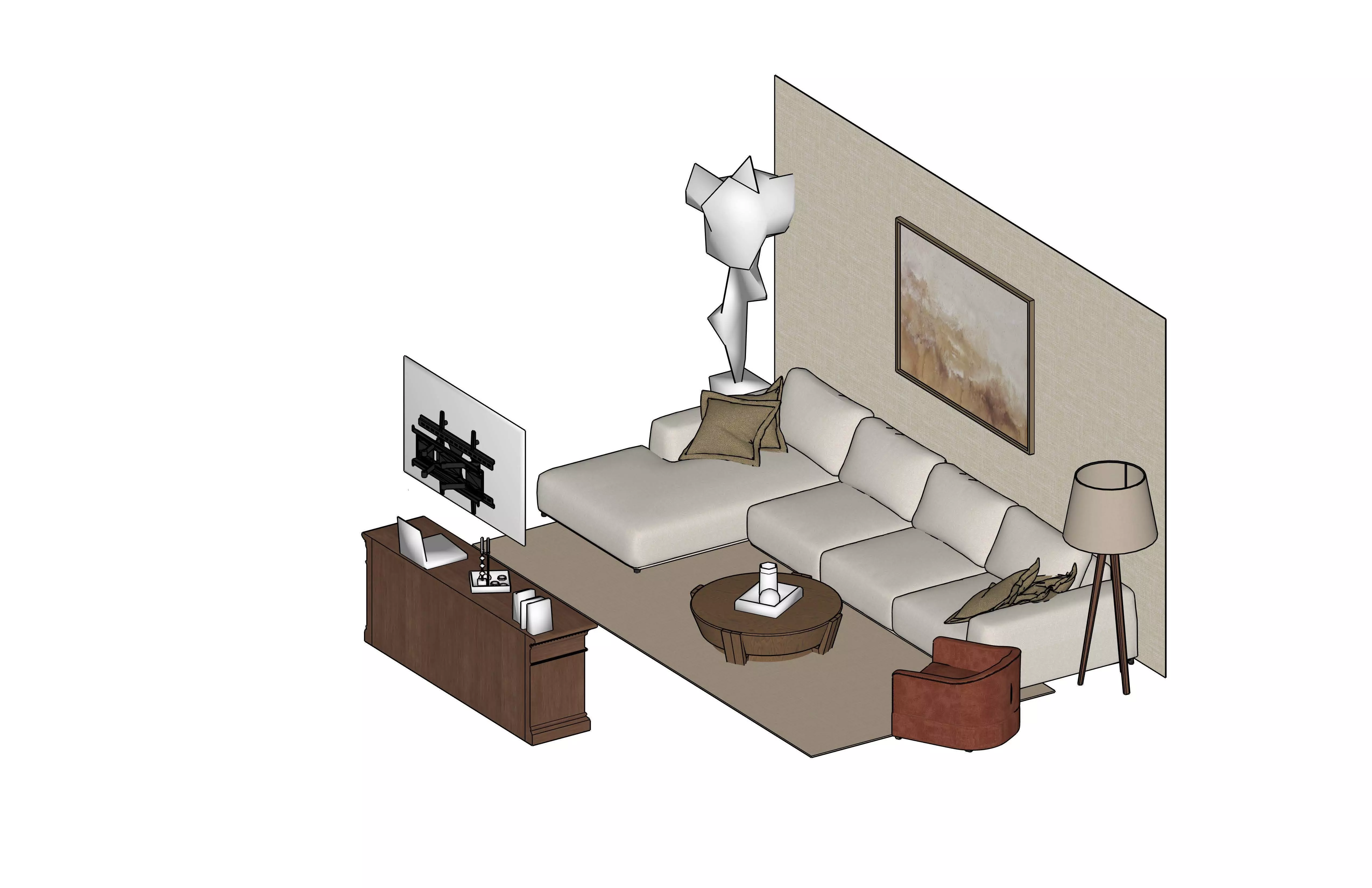 STUDIO Q - NYC APARTMENT LIVING ROOM SET 3D model_14