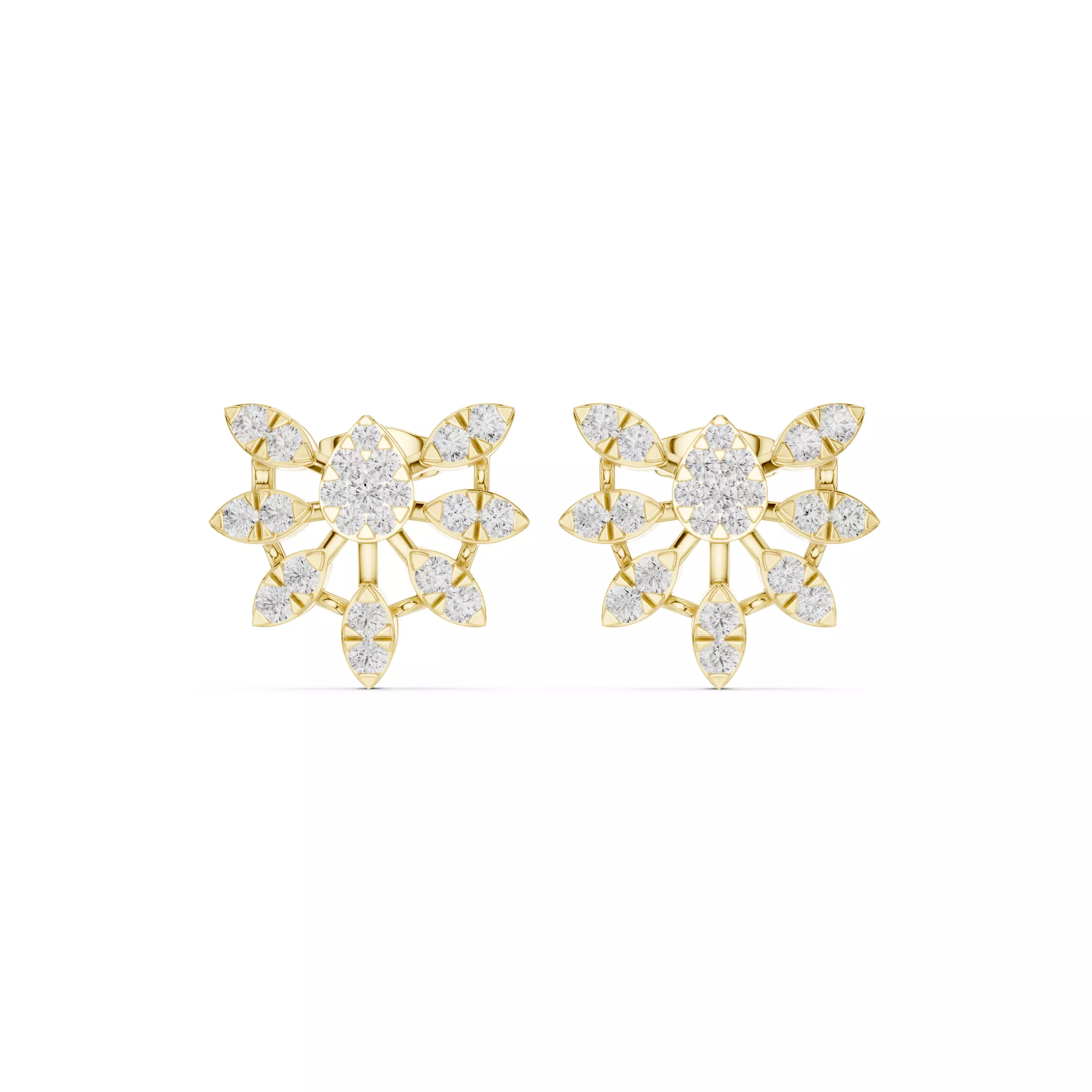 Round Cut Diamond Fancy Earring 3DM STL Video 3D print model_1