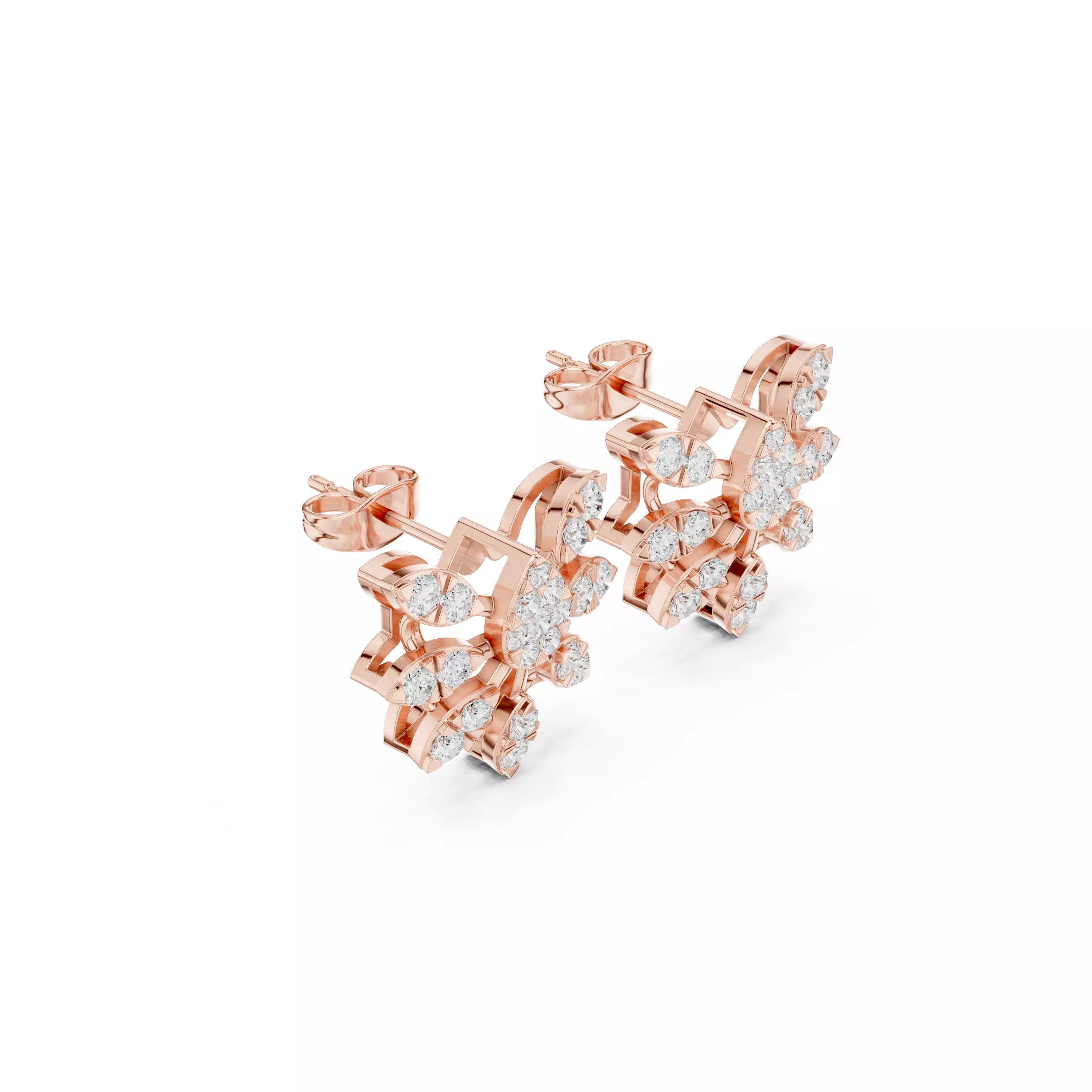 Round Cut Diamond Fancy Earring 3DM STL Video 3D print model_3