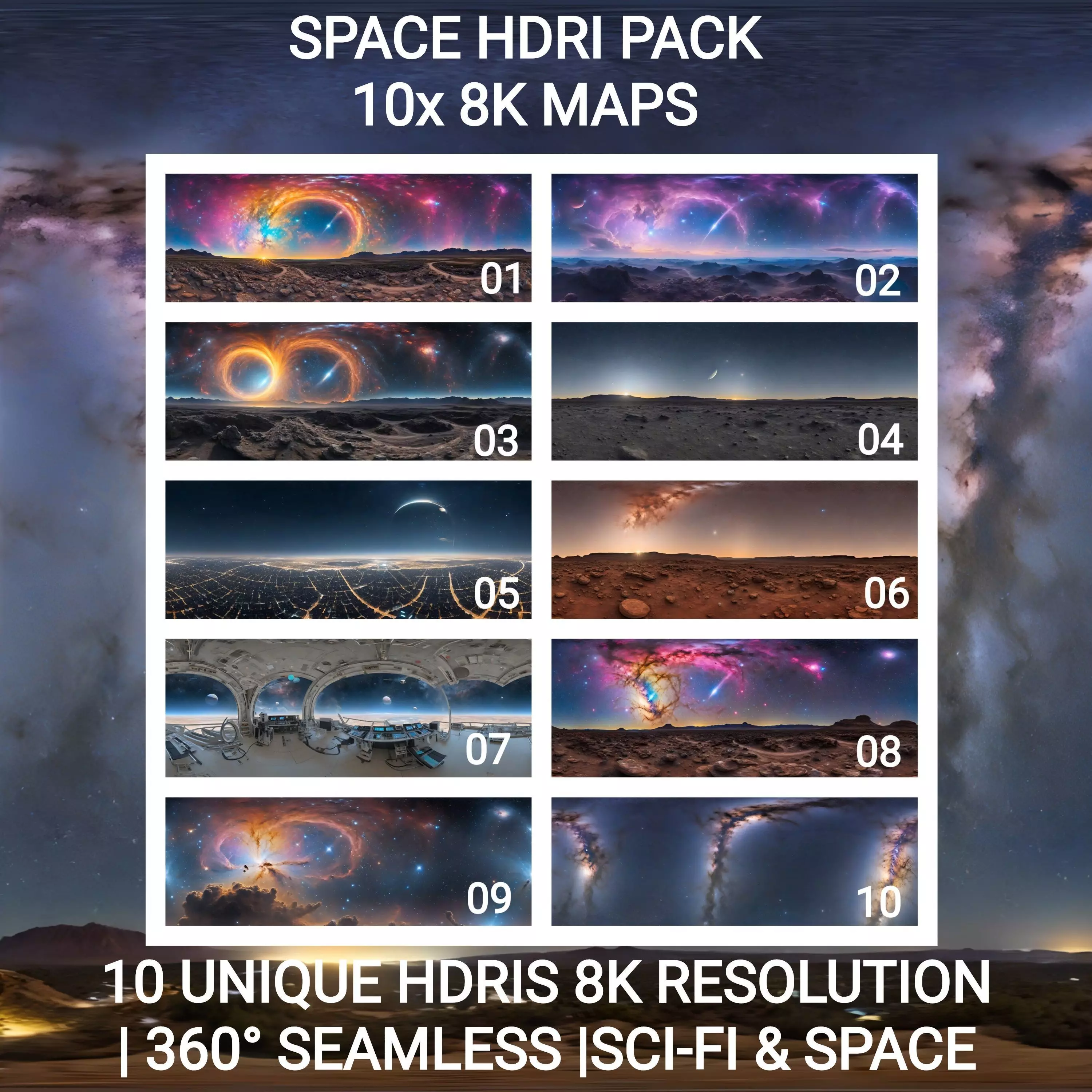 Space HDRI Pack 8K  Galaxy Planets  Nebula Sci-Fi 3D model_0